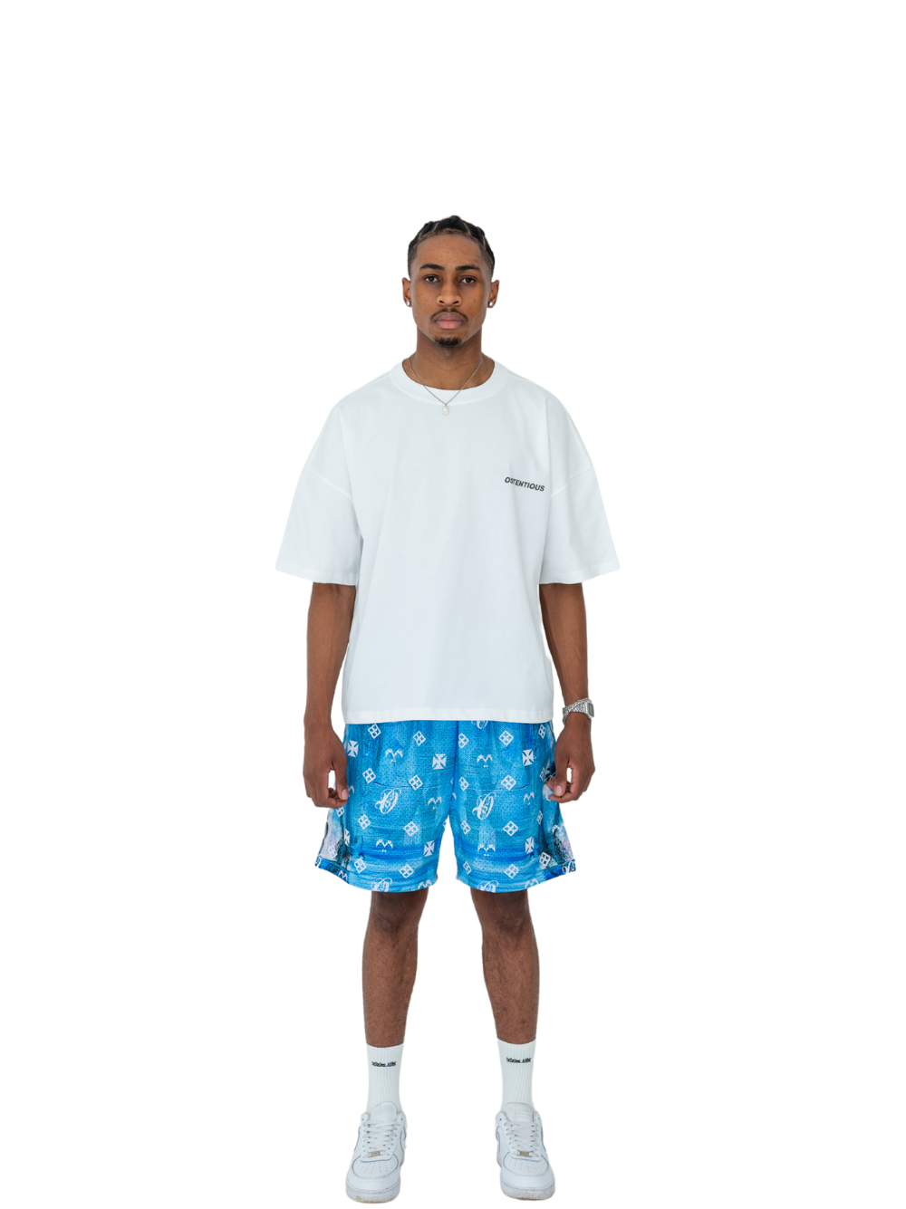 Ostentious Monogram Light Blue shorts