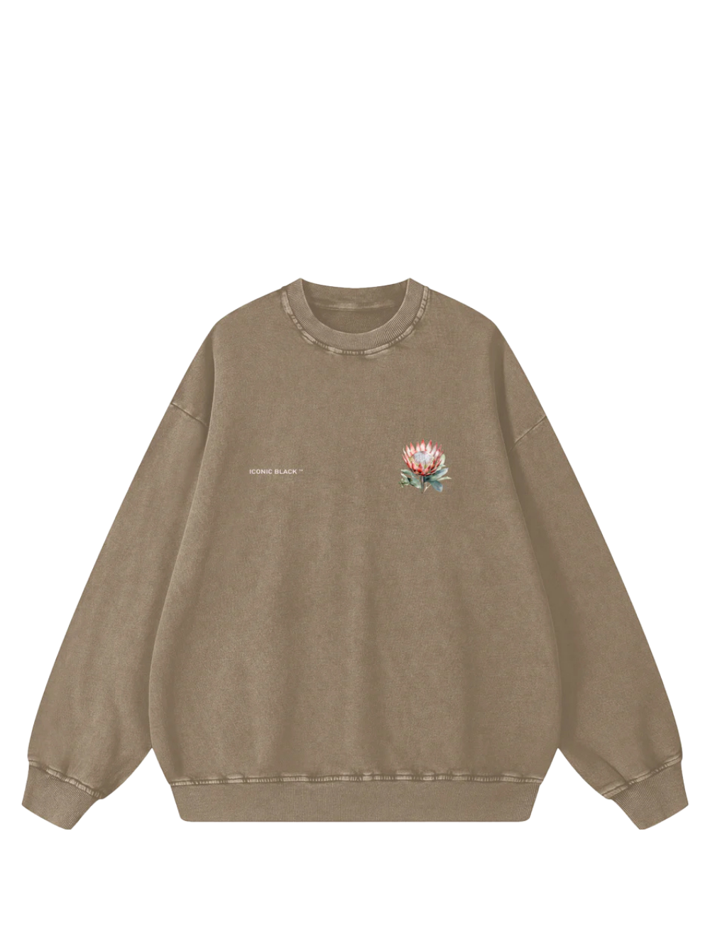 Iconic Black Fyn Acid Wash Oversized Sweater
