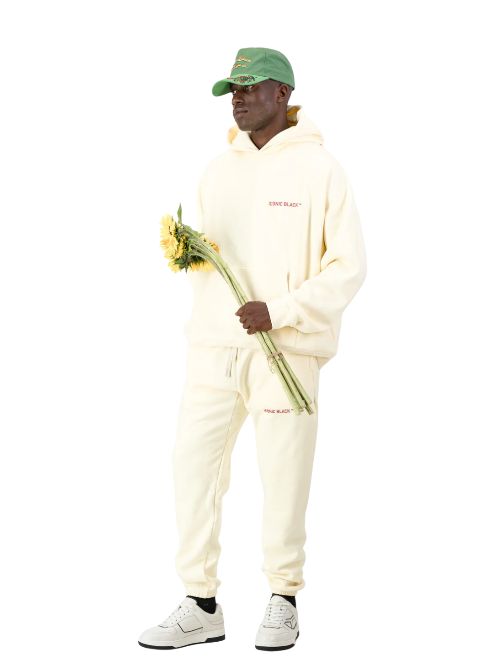 Iconic Black Essential Cream Sweatpants