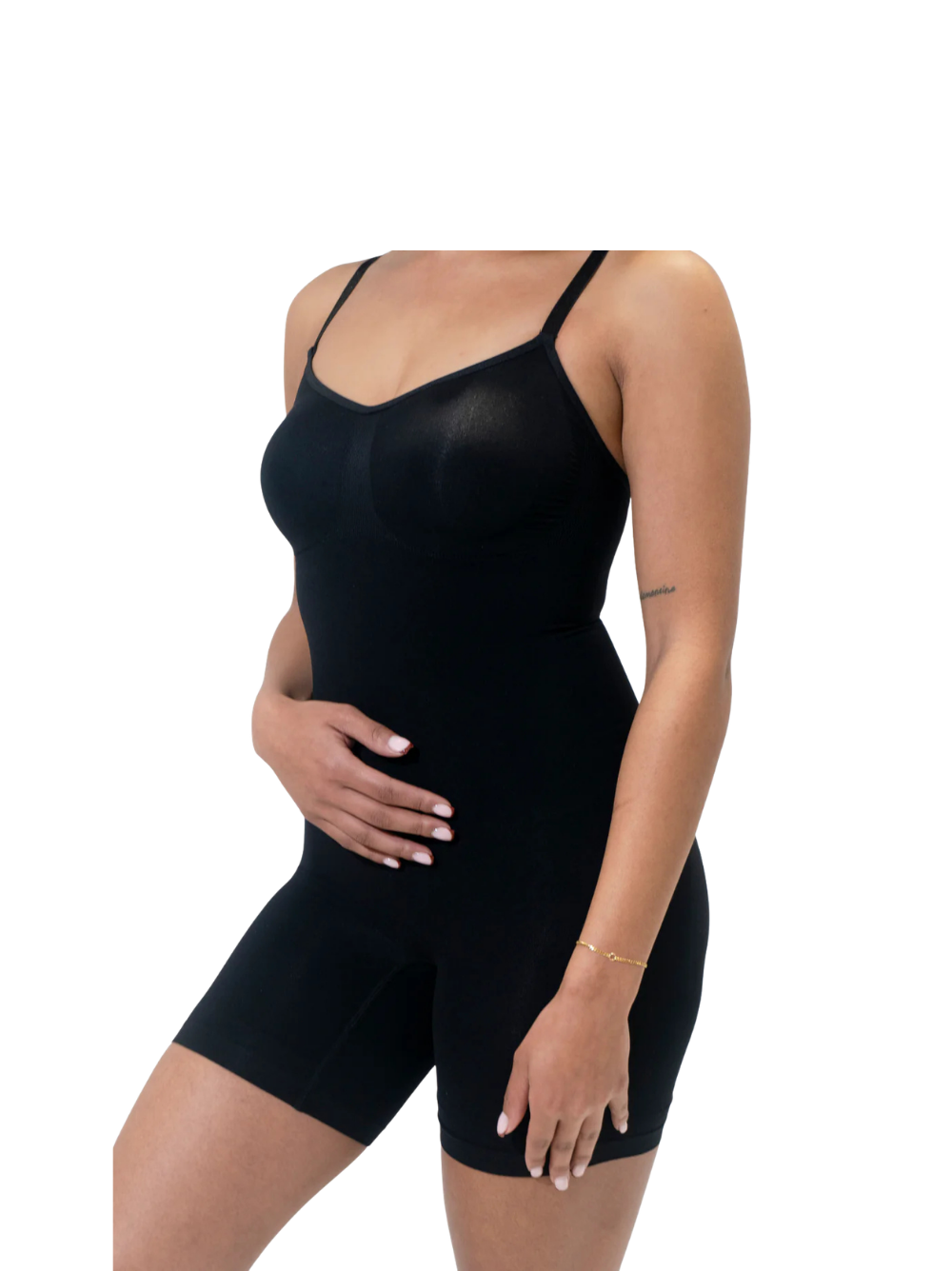 Kurv Mid Thigh High Compression Bodysuit Shapewear Black