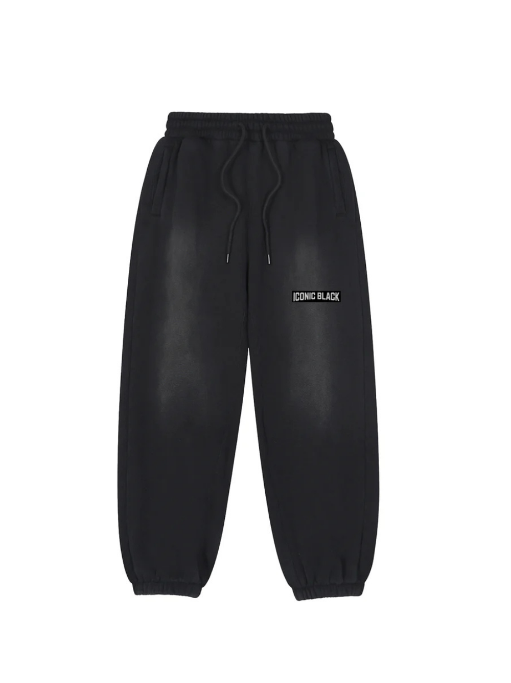Iconic Black Fleeced Black Sweatpants