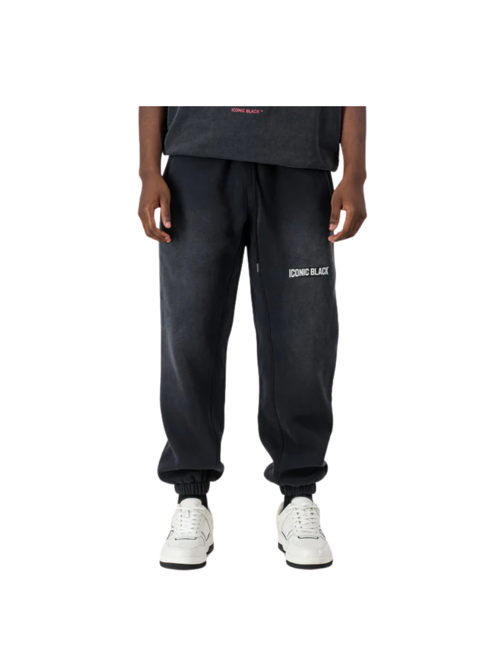 Iconic Black Fleeced Black Sweatpants