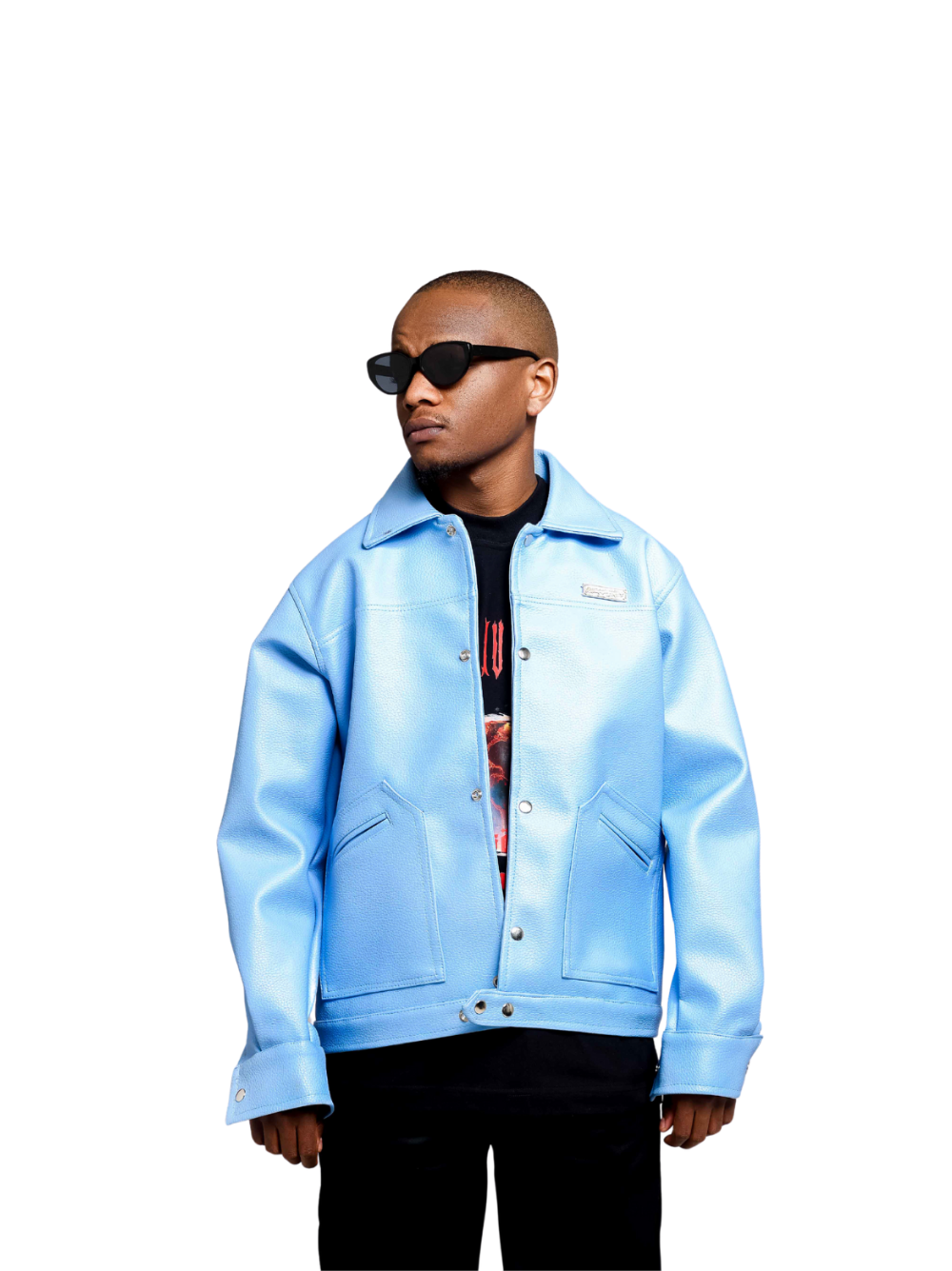 Notivsale Blue Leather Jacket
