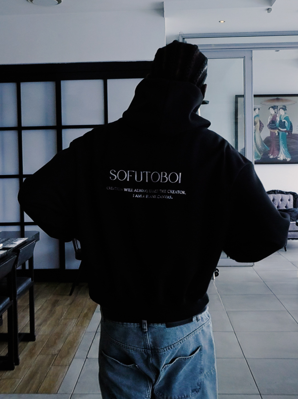 Sofutoboi Black Essential Hoodie