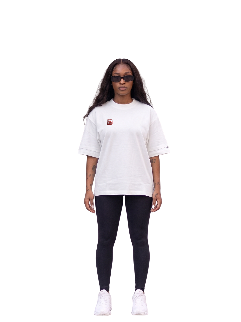 Hustle Gxng Red / White Embroidery Rose T-Shirt