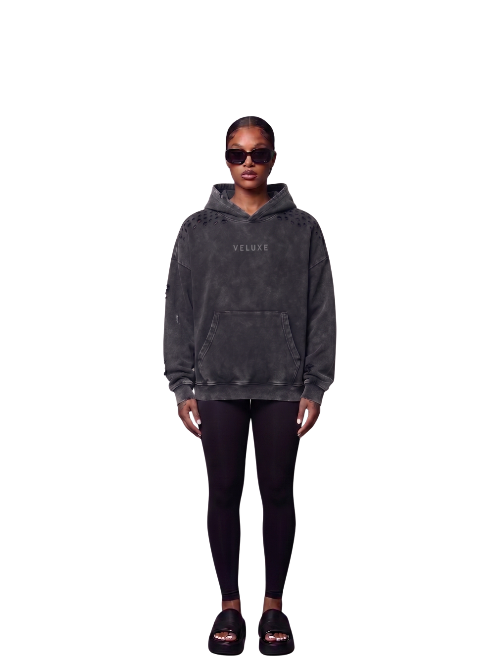 Veluxe Washed Black Hoodie