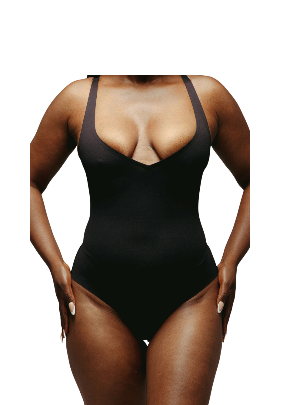 Kurv Seamless Plunge Thong Bodysuit Black