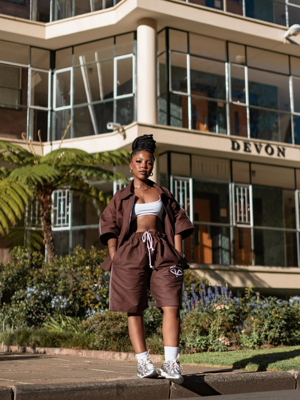 Aesthetic Visionary Brown Denim Short Set