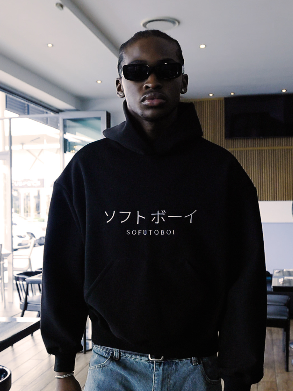 Sofutoboi Black Essential Hoodie