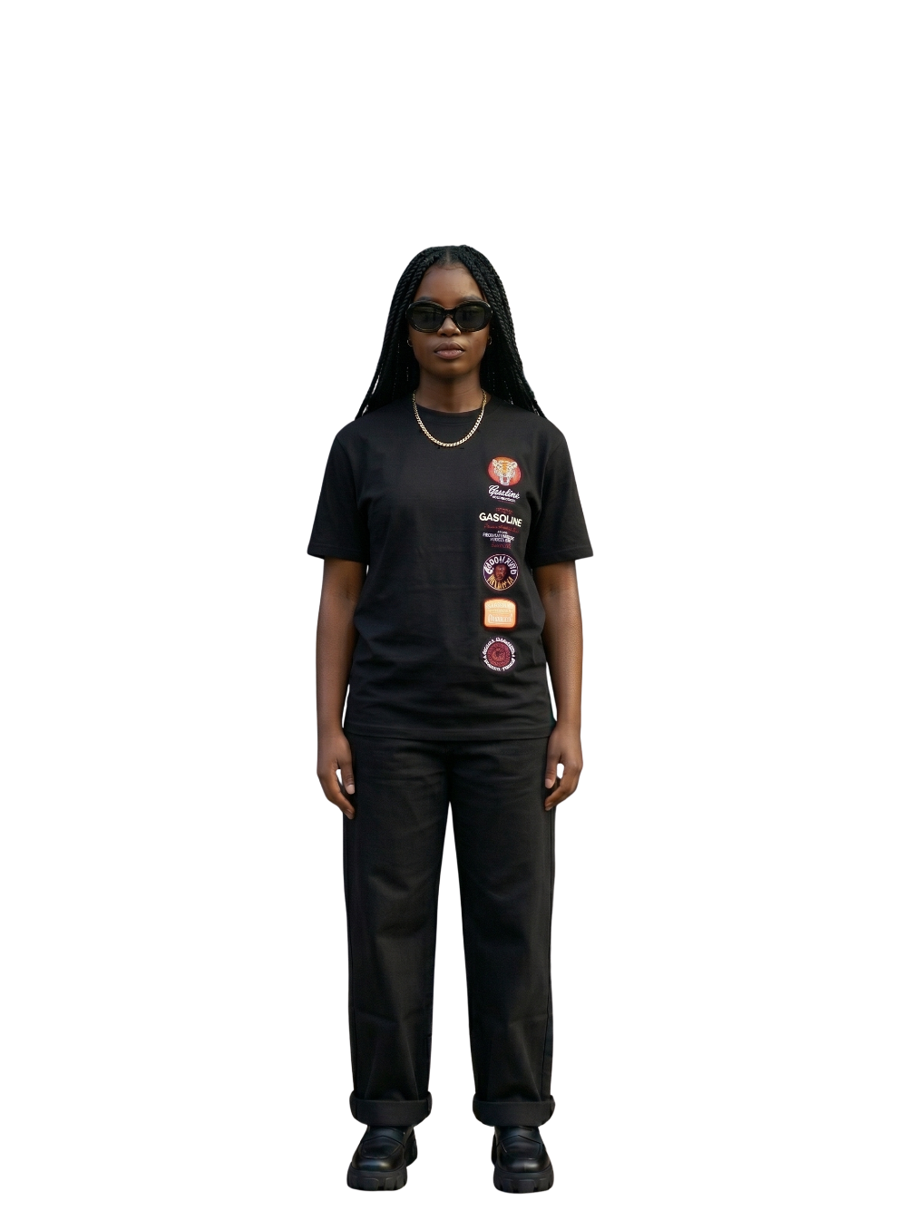 Gasoline Tiger Badge Black T-Shirt