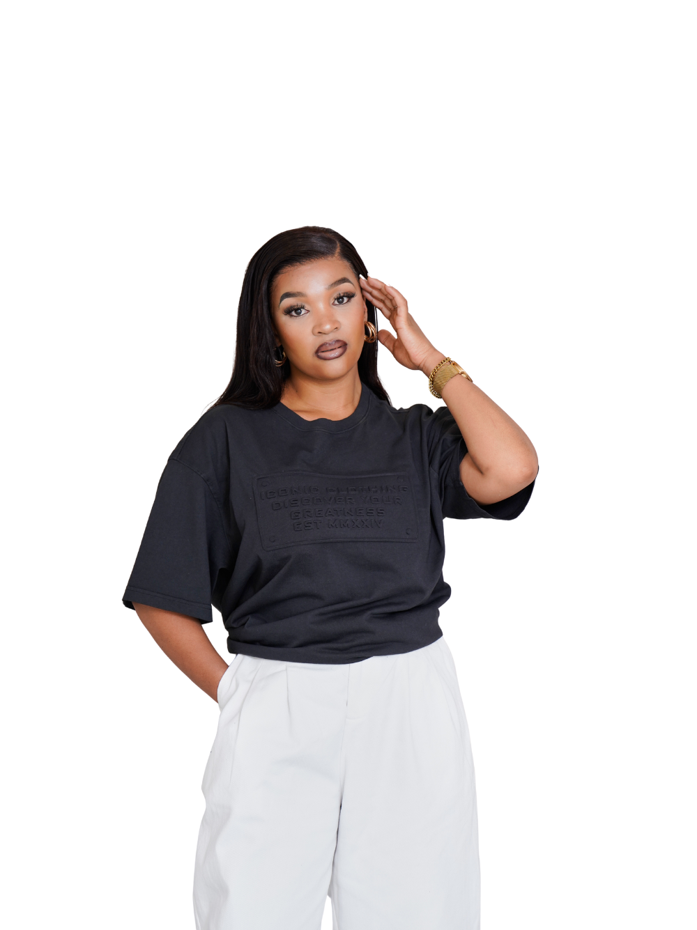 Iconic Embossed Black T-Shirt