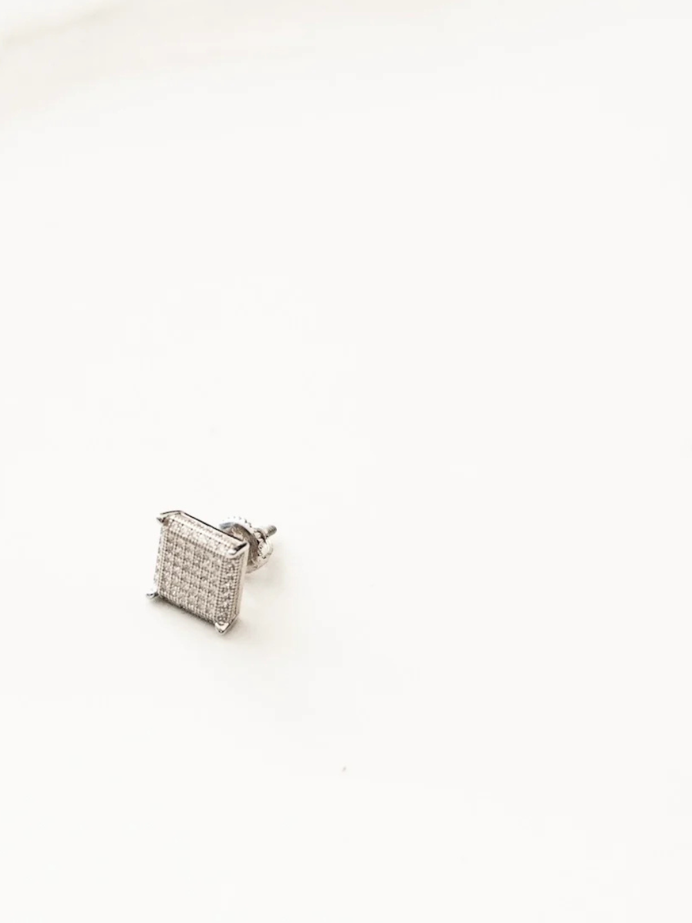 Luminary Square Silver Diamond Earring