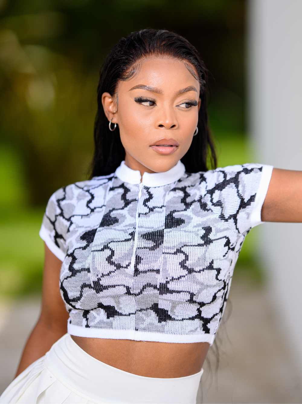 Idayimani Black Zipper Crop Shirt