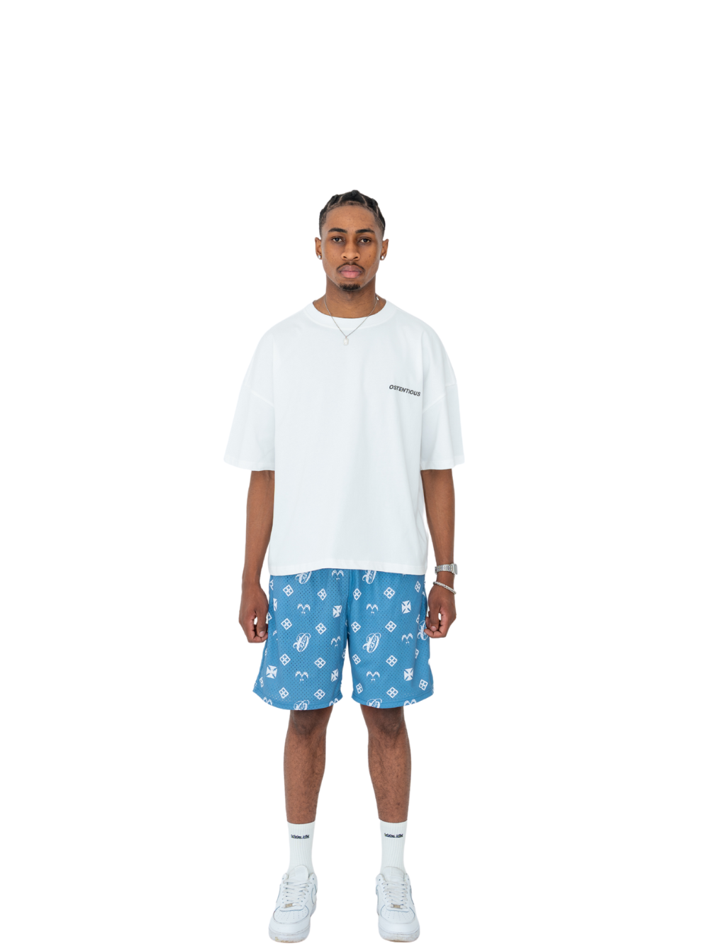 Ostentious Monogram Blue Shorts
