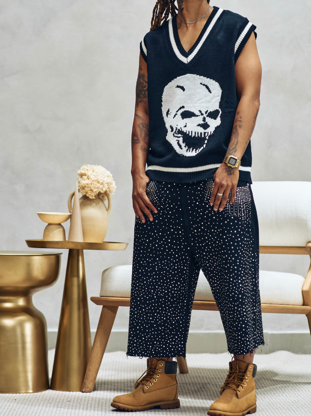 Azania Knitted Black Sleeveless Sweater