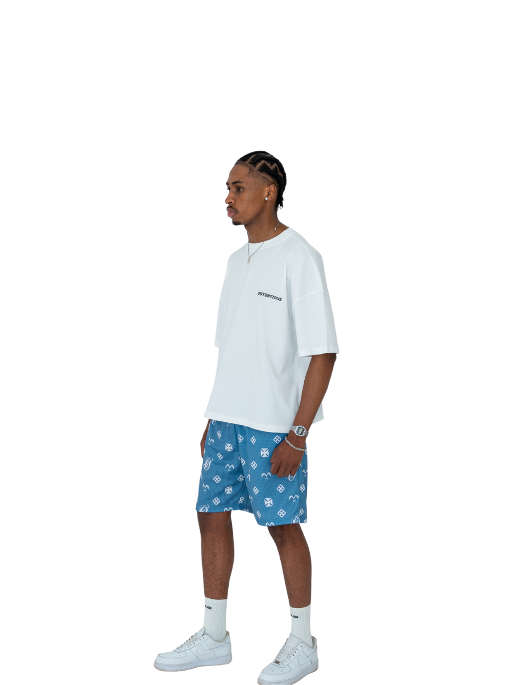 Ostentious Monogram Blue Shorts