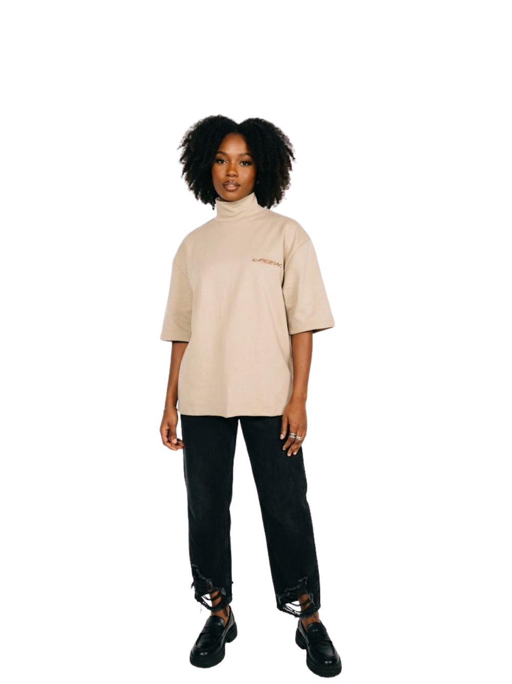 Kai Eleven Beige Turtle Neck T-Shirt