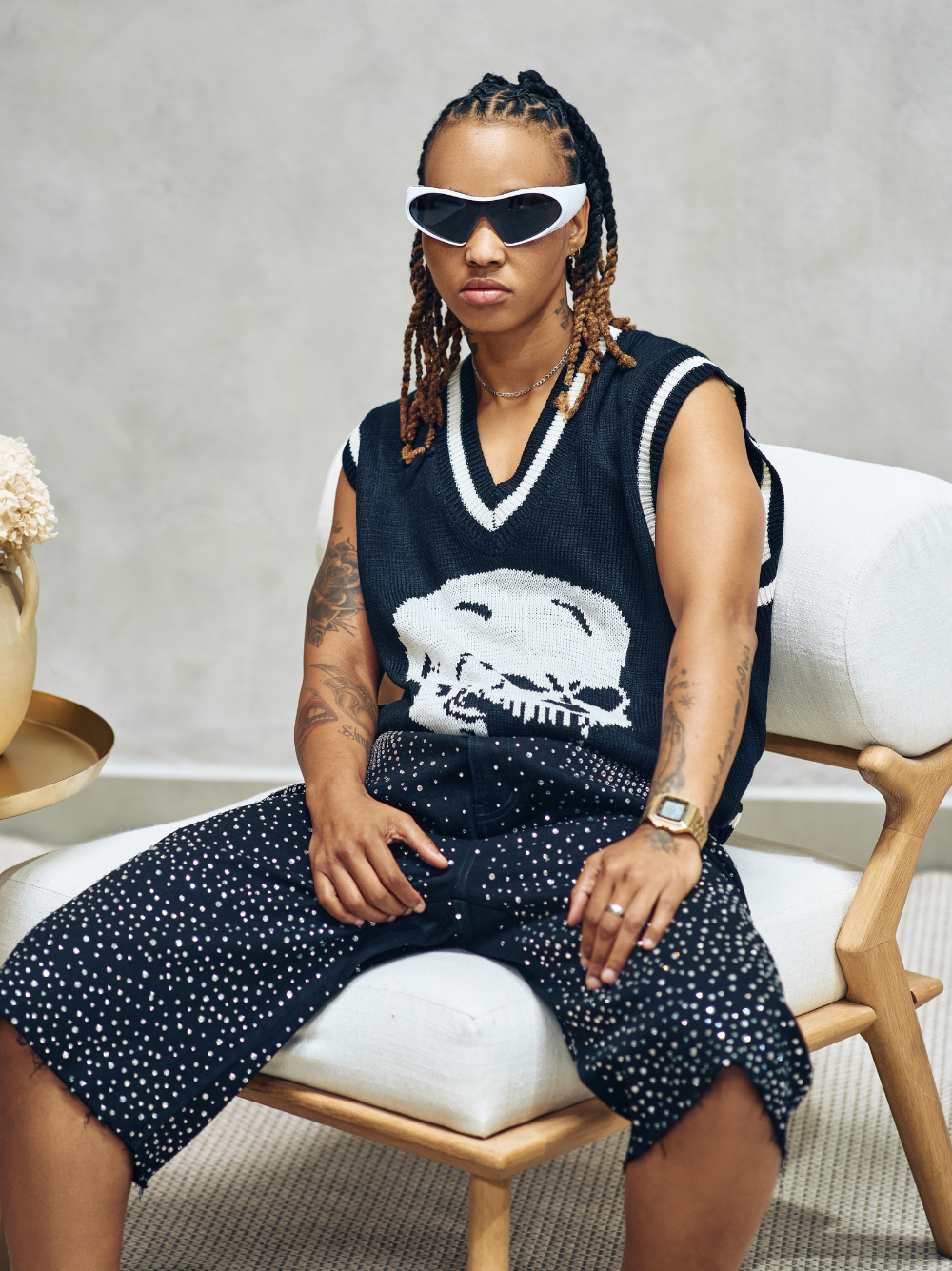 Azania Knitted Black Sleeveless Sweater
