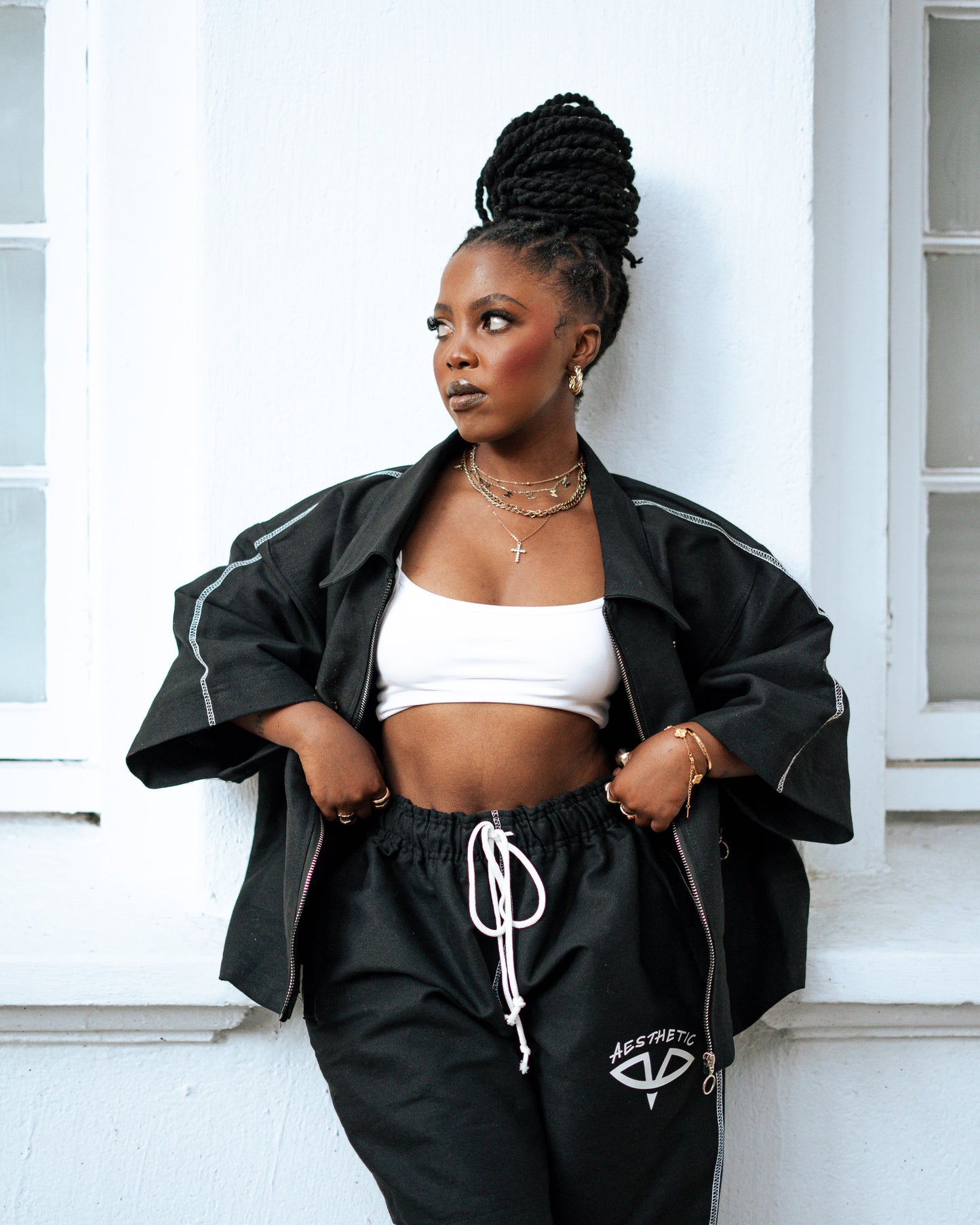 Aesthetic Visionary Black Short Denim Set