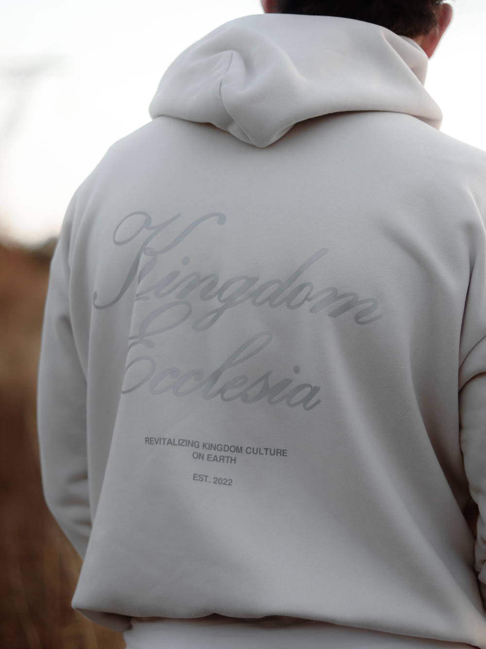 Kingdom Ecclesia Script Oversized Ivory Hoodie