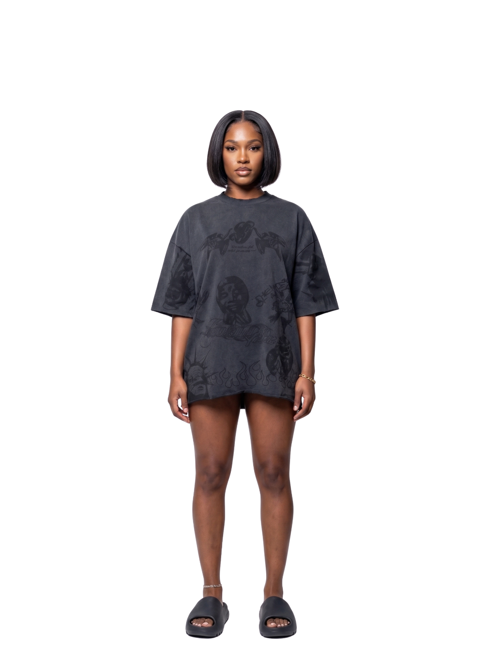 Oversized T-shirt by Ostentious and unseen grail. Graphic cotton t-shirt. local streetwear brands south africa. female and male.