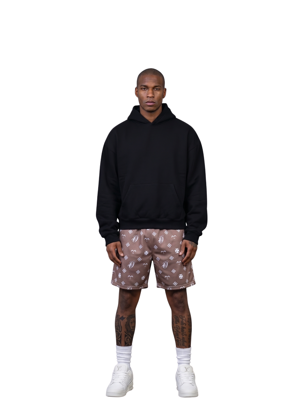 Oversized shorts by Ostentious and unseen grail. graphic shorts. local streetwear brands south africa. female and male.