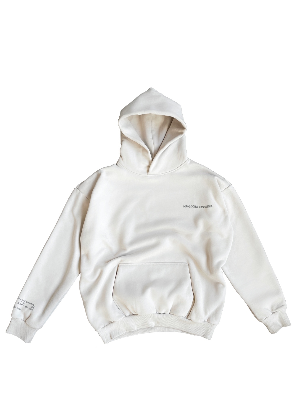 Kingdom Ecclesia Script Oversized Ivory Hoodie