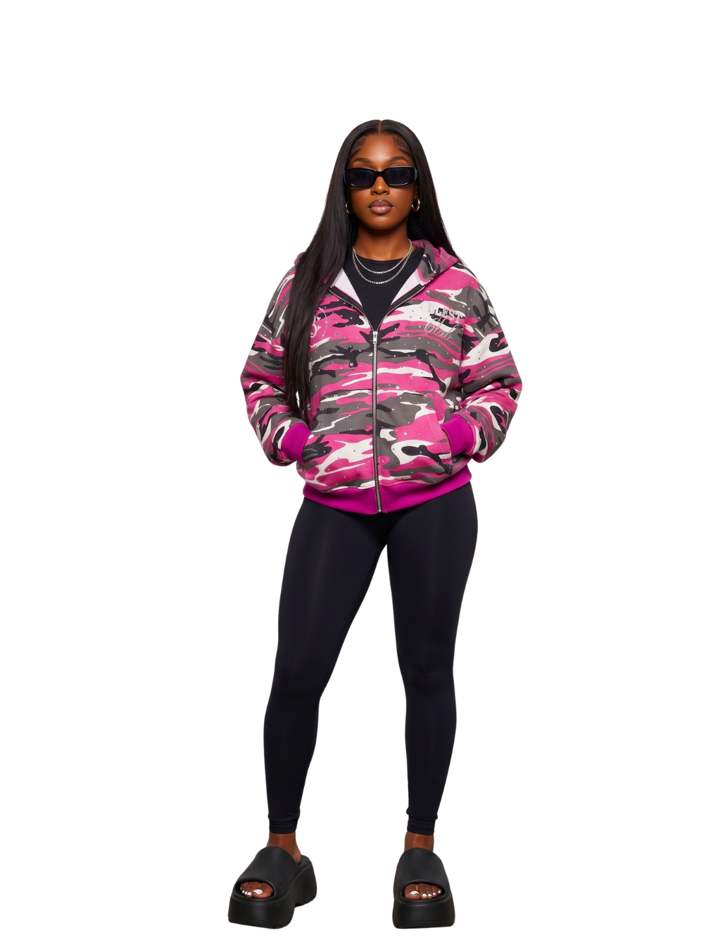 Blest Club Crystal Pink Zip Up Hoodie