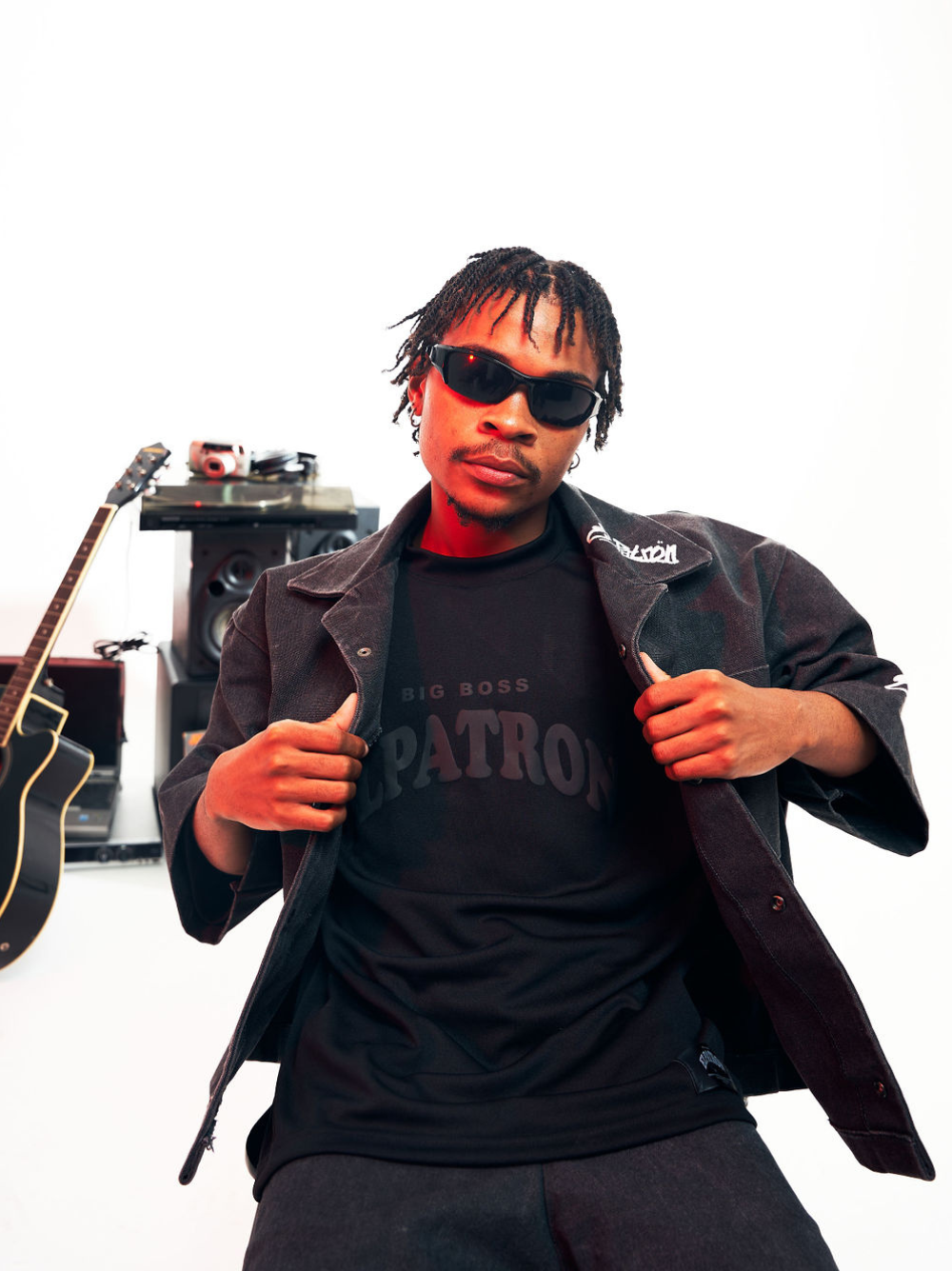 El Patron Grey Acid Wash Denim Oversized Shirt