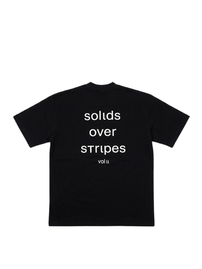 Solid Solids Over strips Black T-Shirt