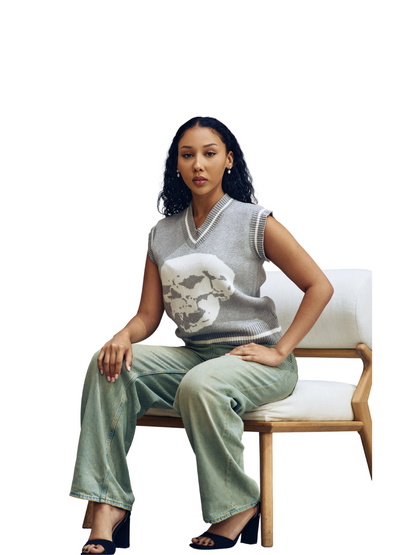 Azania Knitted Grey Sleeveless Sweater