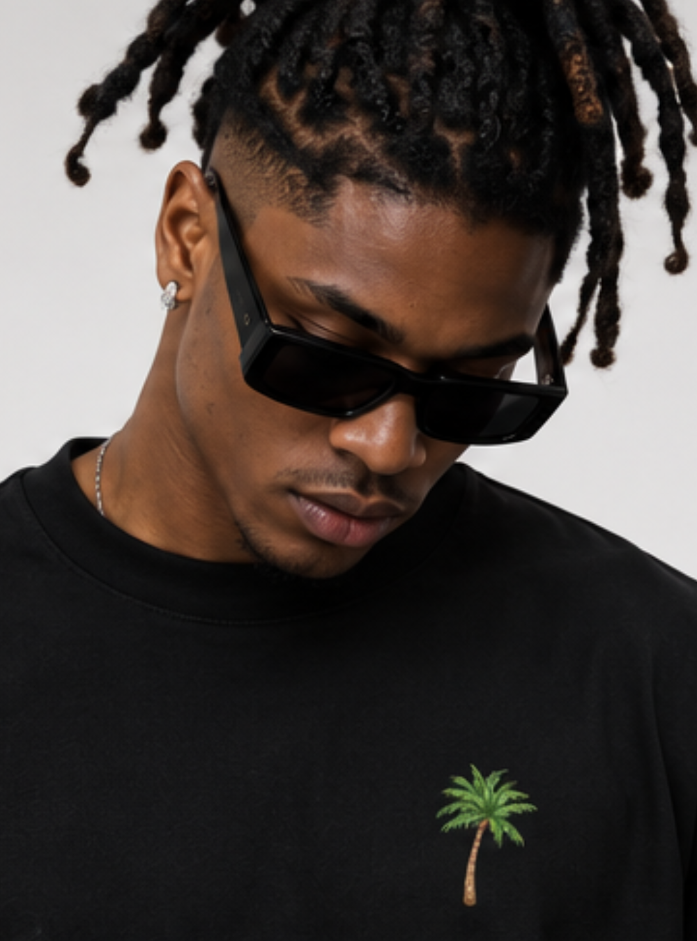 Jaiva Palm Tree Oversized Black T-Shirt