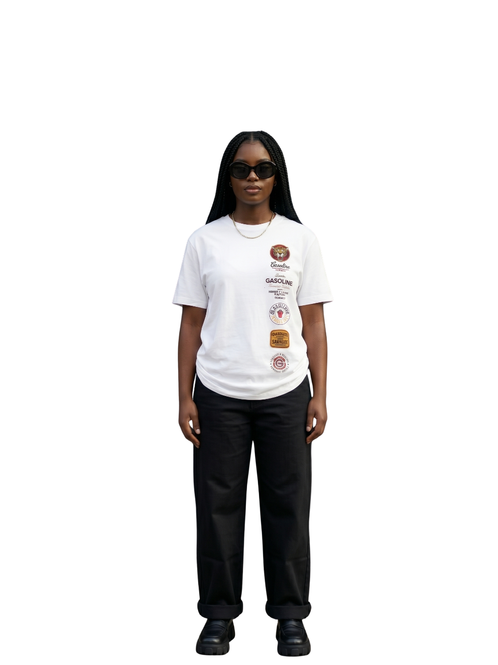 Gasoline Tiger Badge White T-Shirt