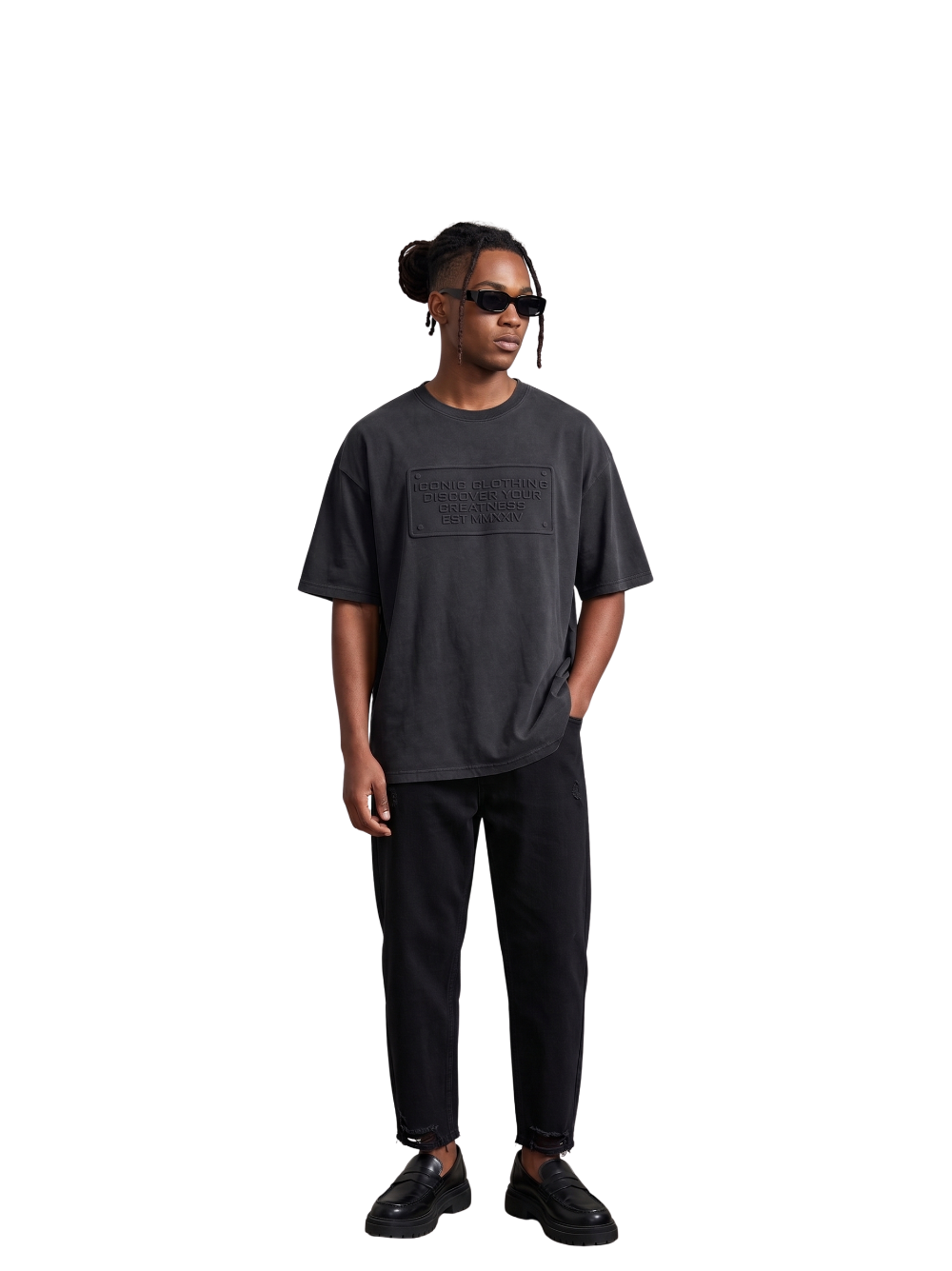 Iconic Embossed Black T-Shirt