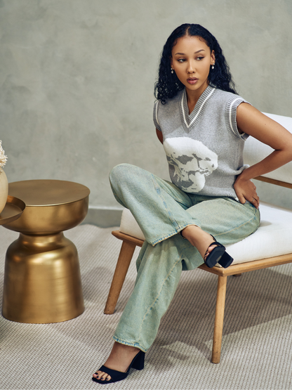 Azania Knitted Grey Sleeveless Sweater