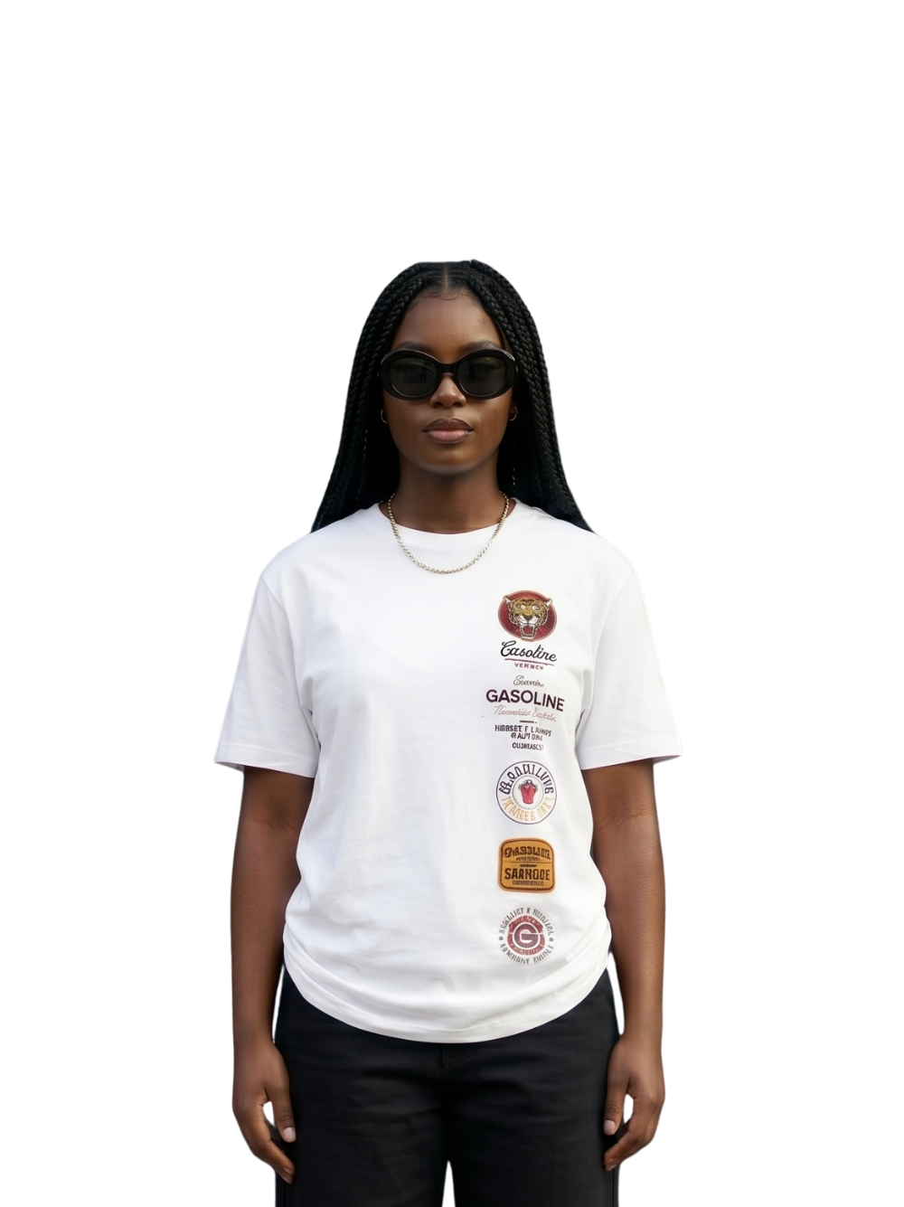 Gasoline Tiger Badge White T-Shirt