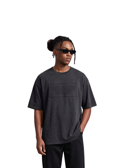 Iconic Embossed Black T-Shirt