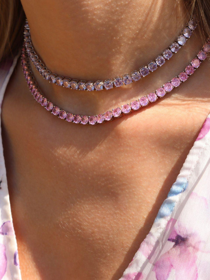 Pink Square Cubic Necklace (Unisex)