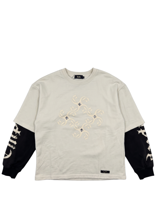 Empire white oversized graphic long sleeve shirt at unseen grail. local brands south africa. streetwear. men and women. studio image