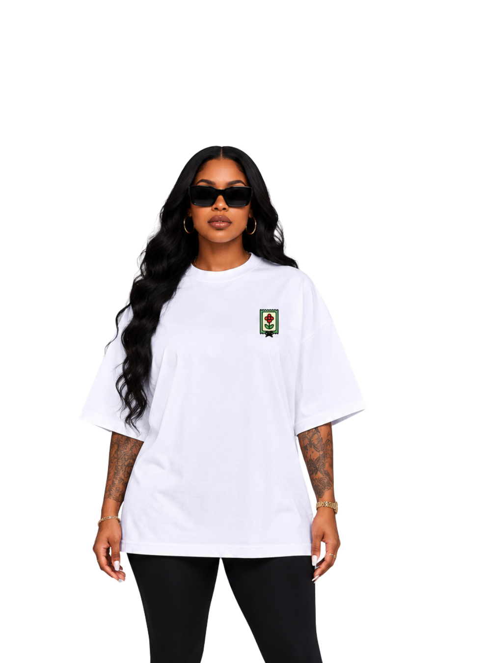 Jaiva Flower Oversized White T-Shirt