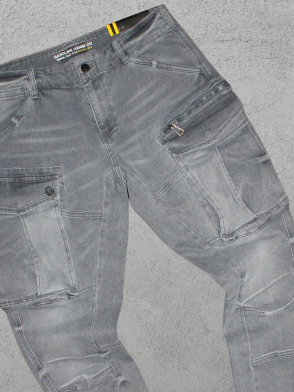 Gasoline 5008 Denim Cargo Pants Washed Grey