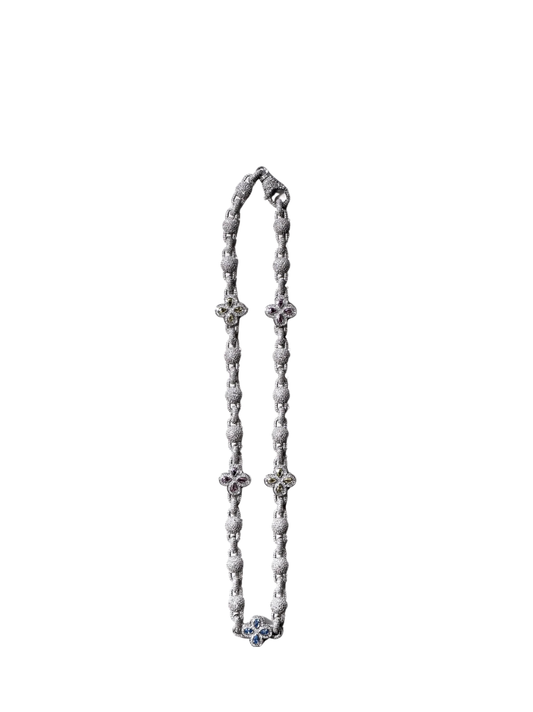 Luminary Silver Diamond Colour Flower Chain