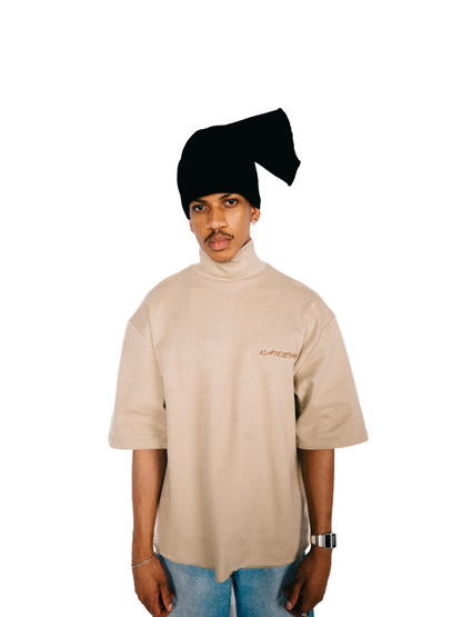 Kai Eleven Beige Turtle Neck T-Shirt