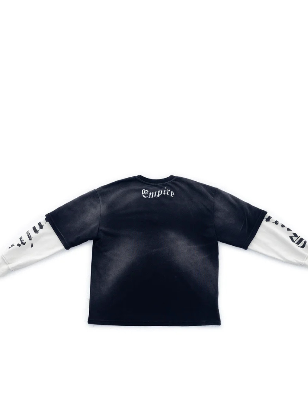 Empire black oversized graphic long sleeve shirt at unseen grail. local brands south africa. streetwear. men and women. studio image behind
