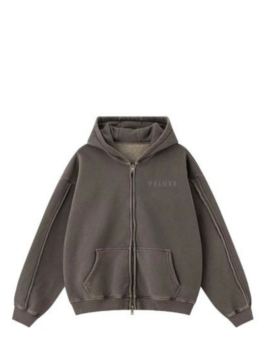 Veluxe Brown Zipper Hoodie