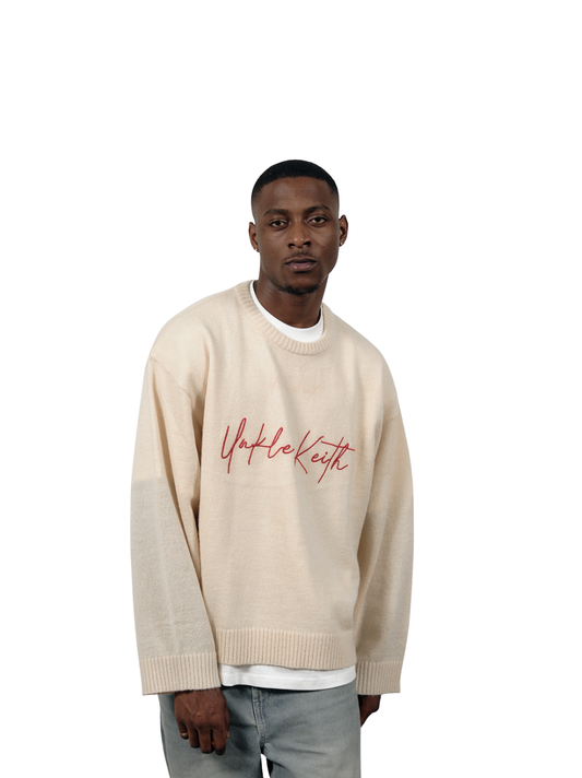 Unkle Keith Signiture Knit Beige Sweater