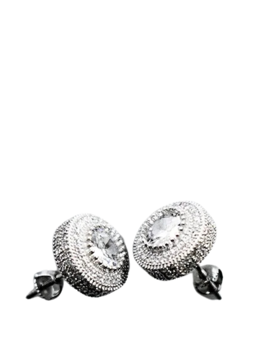 Luminary Silver Diamond Round Earring