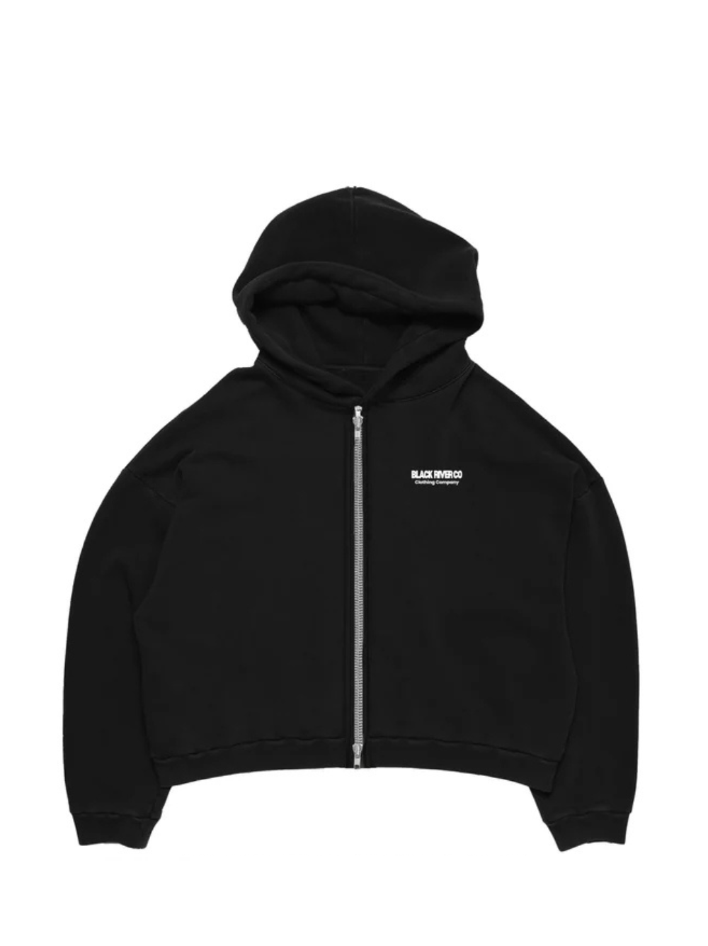 Black River Oversized Black Zipper Hoodie