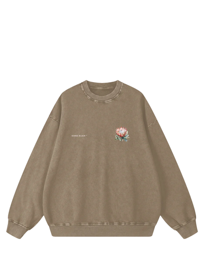 Iconic Black Fyn Acid Wash Oversized Sweater