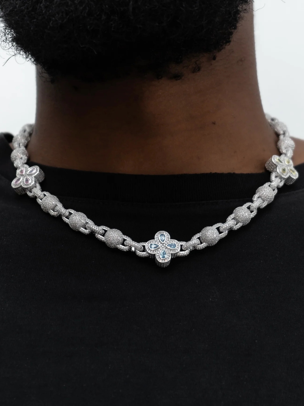 Luminary Silver Diamond Colour Flower Chain